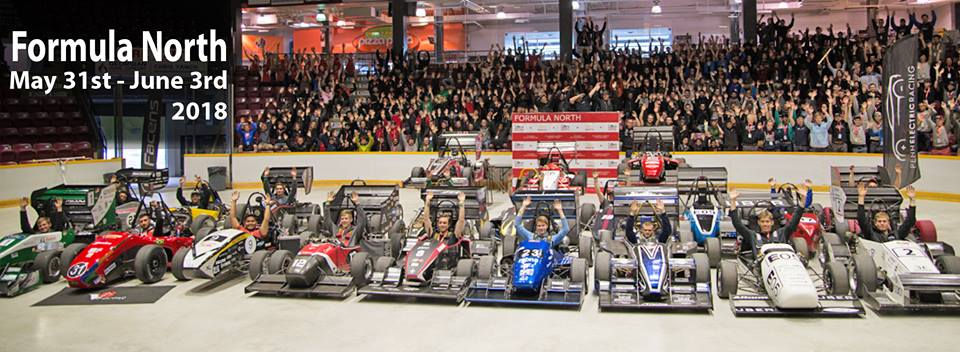 Formula North banner full of cars.